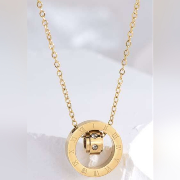 Numeral Gold Plated Stainless Necklace - Picture 1 of 3